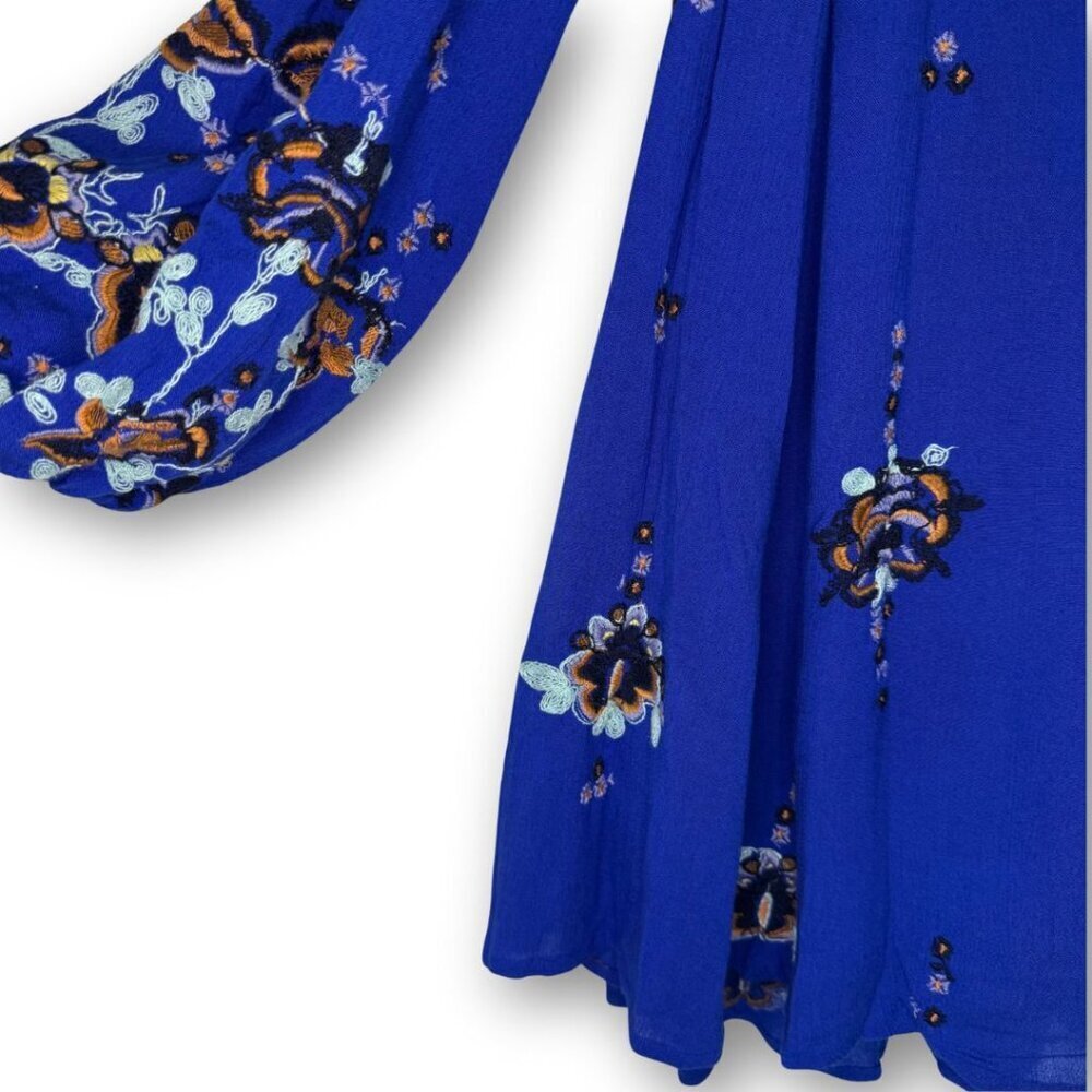 NWT Free People Embroidered Oxford Dress in Cobalt Blue Size Small - Picture 5 of 11